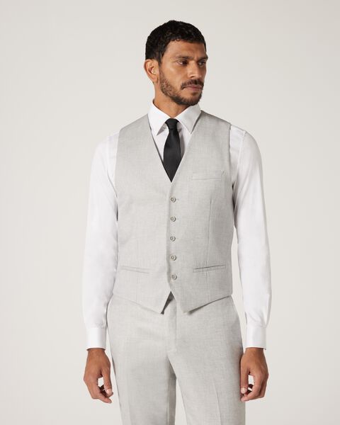 5 Button Textured Tailored Vest, , hi-res